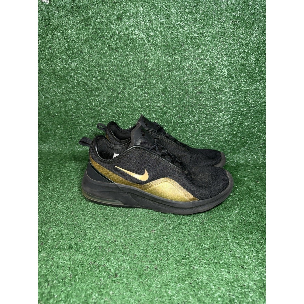 Nike Air Max Motion 2 Womens Size 8.5 Black Gold Running Shoes Comfort Sneakers